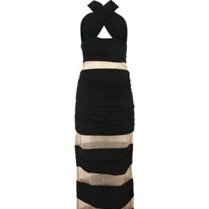 Bronx & Banco Sasha Halter Neck Maxi Black Dress